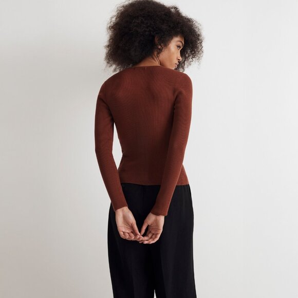 Madewell Wide Rib Sweater Top in Stained Mahogany - sz Small - Picture 3 of 12